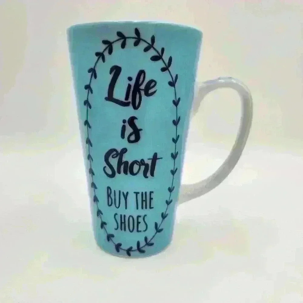NWOT 16 Oz. Royal Bradwell Fine Porcelain Life Is Short Buy The‎ Shoes Mug